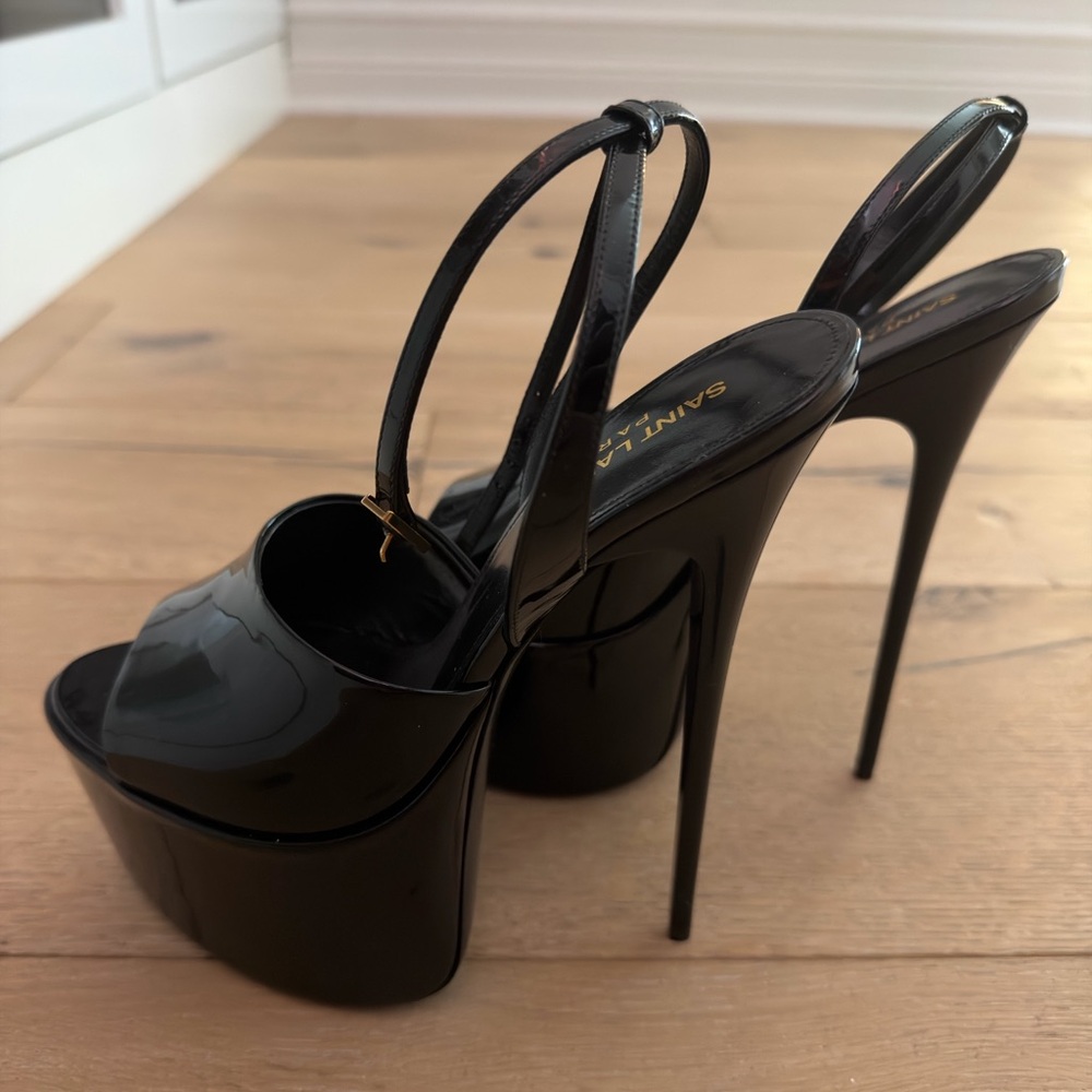 Saint Laurent Glossy Black Stiletto Heels